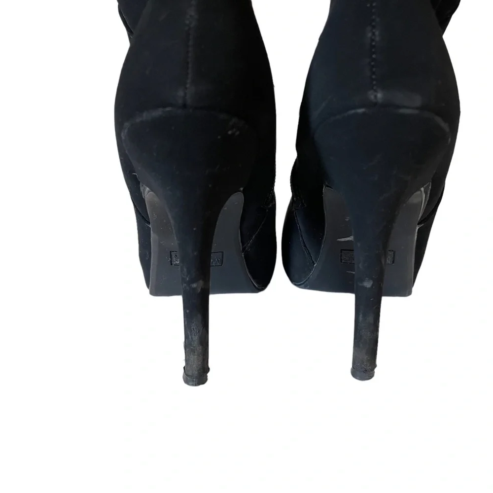 Madeline Girl Suede Thigh High Heeled Boots Black Size 7M - Picture 5 of 8